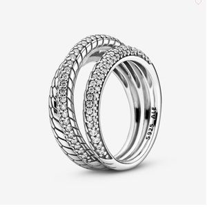 NWT Pandora Triple Band Pavé Ring